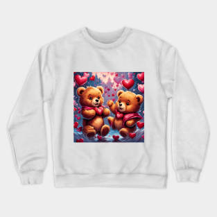 Teddy celebrating Valentines day, randome floating love hearts Crewneck Sweatshirt